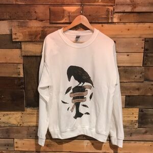 Gildan White Sweatshirt with Black Graphic